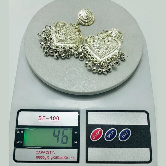 Oxidized Silver Tone Dangle Earrings: Ethnic Kuchi Jewelry - Picture 6 of 9